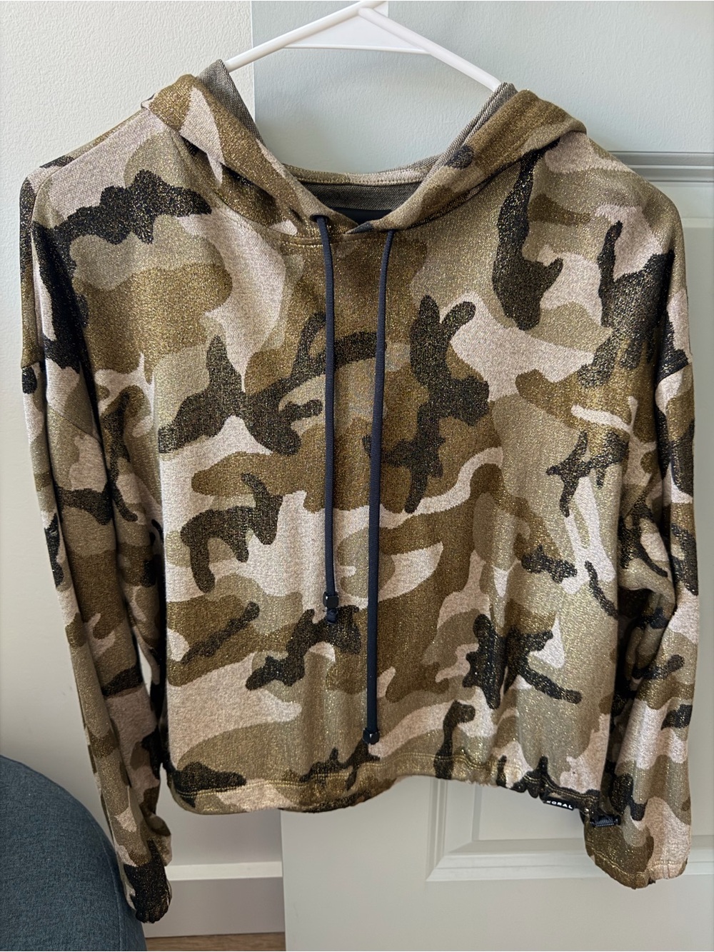 Koral Olive & Black Camo Hoodie with Metallic Sheen